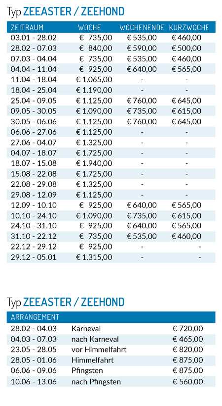 Preisliste 2025