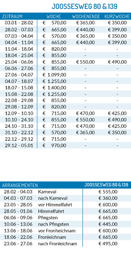 Preisliste 2025