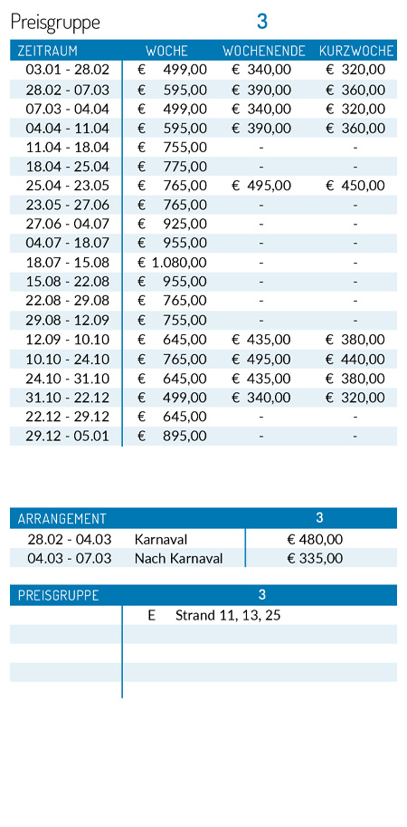 Preisliste 2025