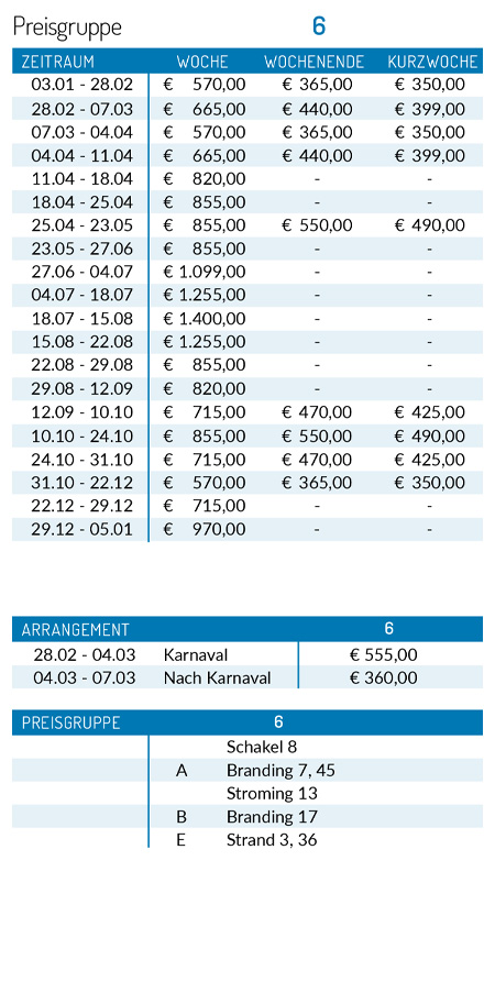 Preisliste 2025