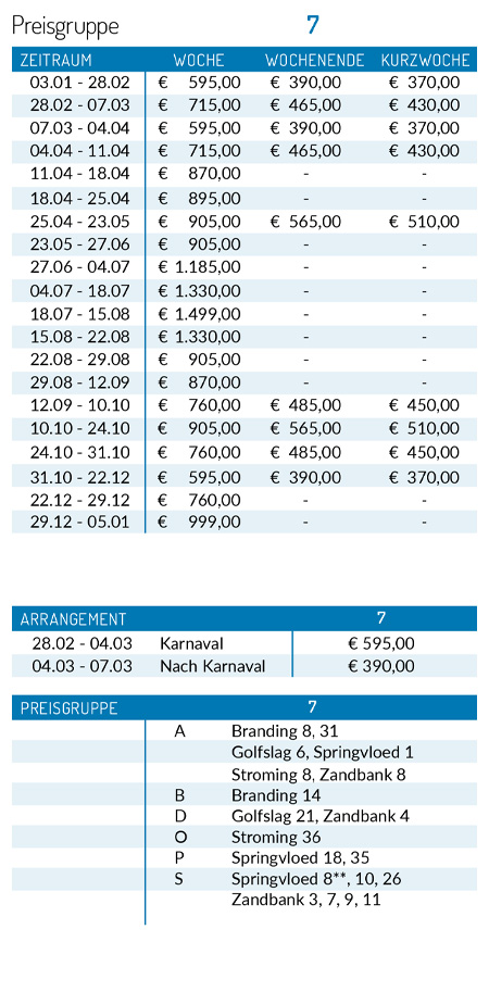 Preisliste 2025