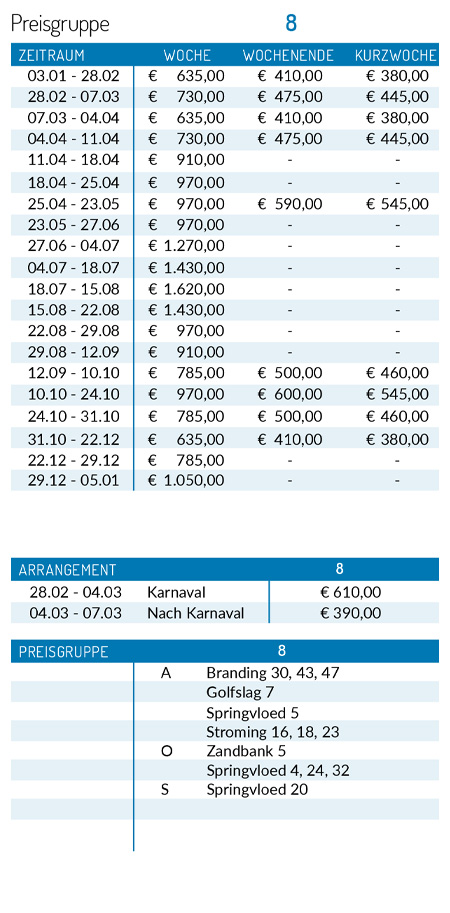 Preisliste 2025