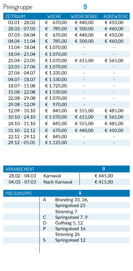 Preisliste 2025