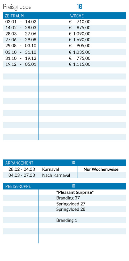 Preisliste 2025