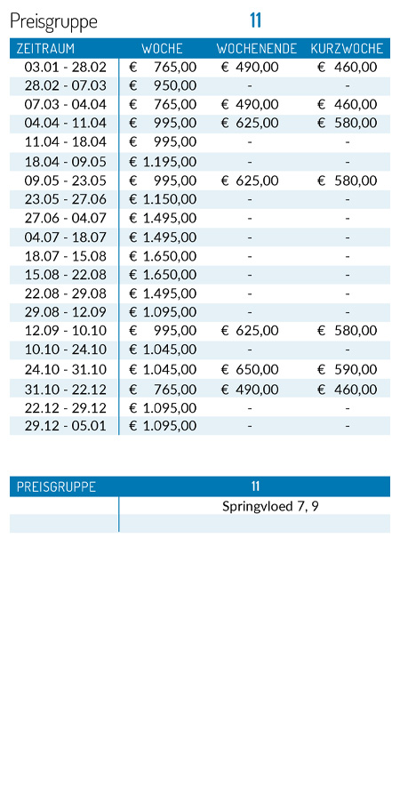 Preisliste 2025