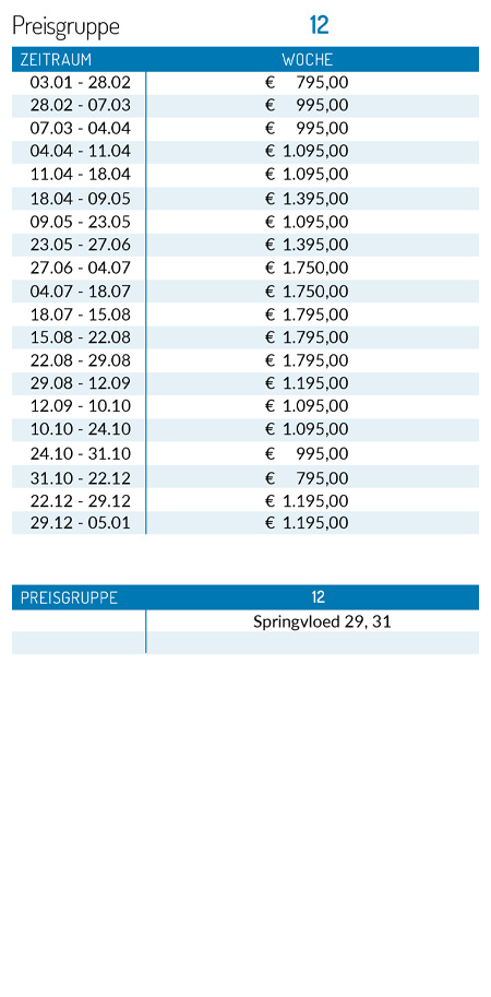 Preisliste 2025