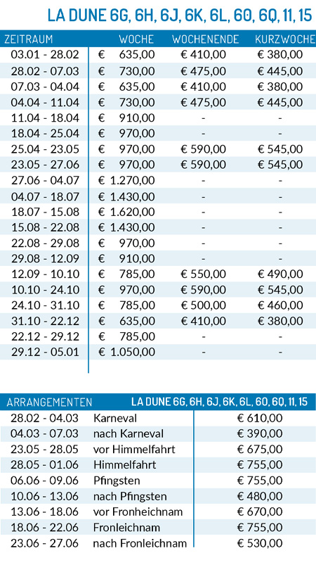 Preisliste 2025