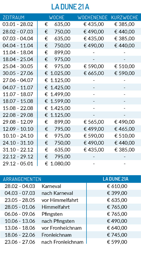 Preisliste 2025