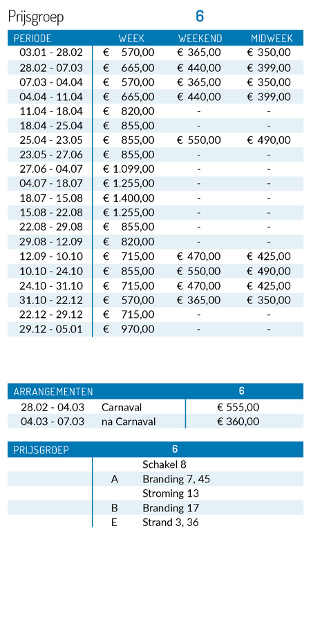 Prijslijst 2025