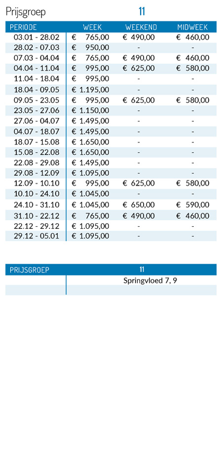 Prijslijst 2025